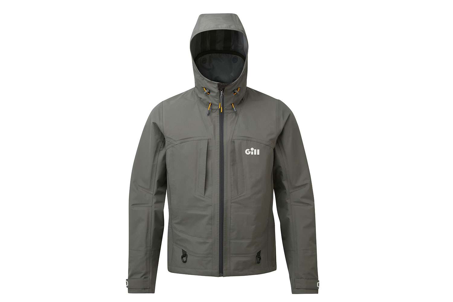    <B>Gill FG100 Jacket</B>
<BR>The new Gill FG100 Jacket represents years of product development and the greatest innovation in fishing jacket design in the company's history. Complete with kill cord attachment loops, and adjustable Vortex Hood System, and reflective accents, this 3-layer jacket is guaranteed to keep you warm and waterproof while on the water. This new product for the fishing market comes in two new colors (graphite/taupe) for optimum coordination on and around the water. 
<BR>
<B>MSRP: $349</B>

<BR>
<a href=