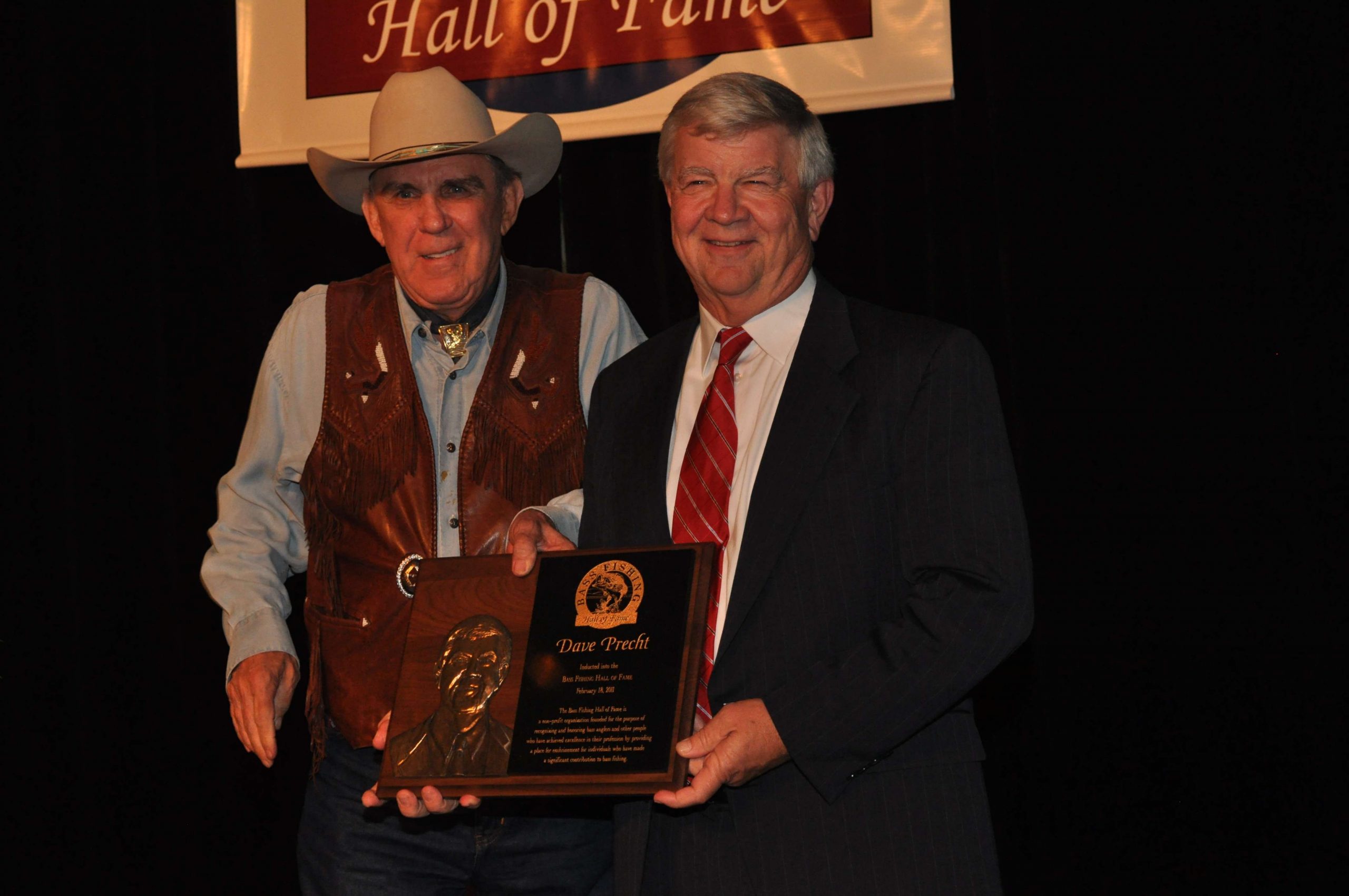 To recognize his incredible contribution to the sport of bass fishing, Precht was inducted into the Bass Fishing Hall of Fame. Ray Scott introduced him.