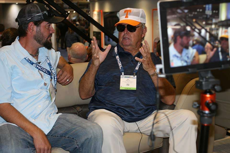 The showroom floor, all 650,000 square feet, can provide some surprises as well as sighting of icons of the sport. Hereâs Bill Dance up in a boat doing an interview.