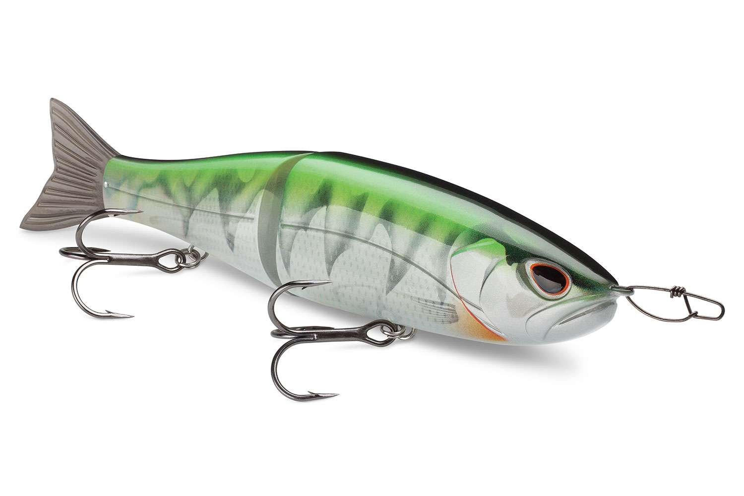   <B>Storm Arashi Glide Bait</B><BR> 
After years of design, testing, adjustments and more testing with Brandon Palaniuk, the Arashi Glide Bait delivers a fine-tuned, consistent, stable glide action at every speed. Developed to sink slowly in a slight head-down position, this bait responds to the slightest line movement. Swimming in an exaggerated âSâ action that piques interest of big bass, a quick snap of the rod tip turns the AGB 180 degrees, triggering strikes from followers. Versatile action, triple-pin hinge construction merged with swiveling hooks for reduced leverage and just the right color patterns result in an unbeatable masterpiece of lure design. Available in nine colors specifically designed for this lure, 7 1/2 inches in length, weighs 3 1/8 ounces, armed with 2/0 VMC trebles and features a sink rate of .4 feet per second. 
<BR>
<B>MSRP: $34.99</B>