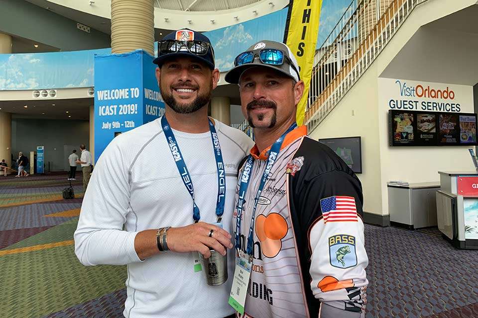 At the end of the day, Brad Whatley leaves the showroom floor to head out for dinner with sponsor Dustin Reneau of Plenum Medical. ICAST helps anglers build relationships with sponsors.