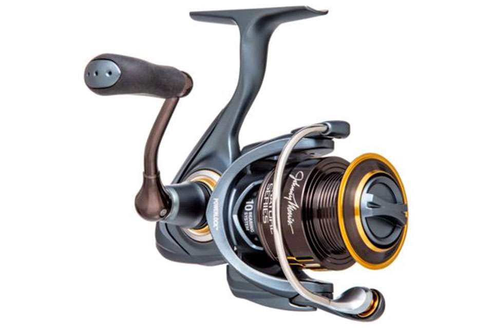  <b>Bass Pro Shops Johnny Morris Signature Series Spinning Reel </b>
<BR>The Signature Series spinning reel remains one of the best values Bass Pro Shops offer. This is Johnny Morrisâ go-to reel, built to win and built to last. Its sturdy one-piece aluminum frame provides a solid foundation, keeping the internals tightly aligned and operating smoothly; at the business end, the combination of a perfectly balanced, super-lightweight rotor, a hollow stainless steel bail wire, and a forged, double-anodized aluminum spool ensure even weight distribution, strength, and long-term corrosion resistance. The quality 10-bearing (9+1) system features premium ball bearings and includes Powerlock instant anti-reverse; the water-resistant 6-element drag stack features alternating performance felt and aluminum discs for smooth, fish-tiring pressure at any setting. The super-strong machined-aluminum handle offers maximum leverage when fighting big fish; Soft Touch knob ensures a good, comfortable grip. 
<BR>
<B>MSRP: $99.99</B></p>

<p><a href=