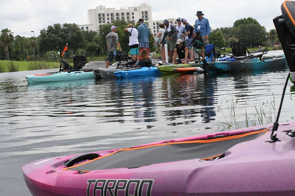Kayaks were well-represented, as well as those clamoring for a ride. Other events on Tuesday were the ICAST Cup fishing tournament at Lake Toho, and the Bass & Birdies Classic, where teams add fishing to scramble golf.