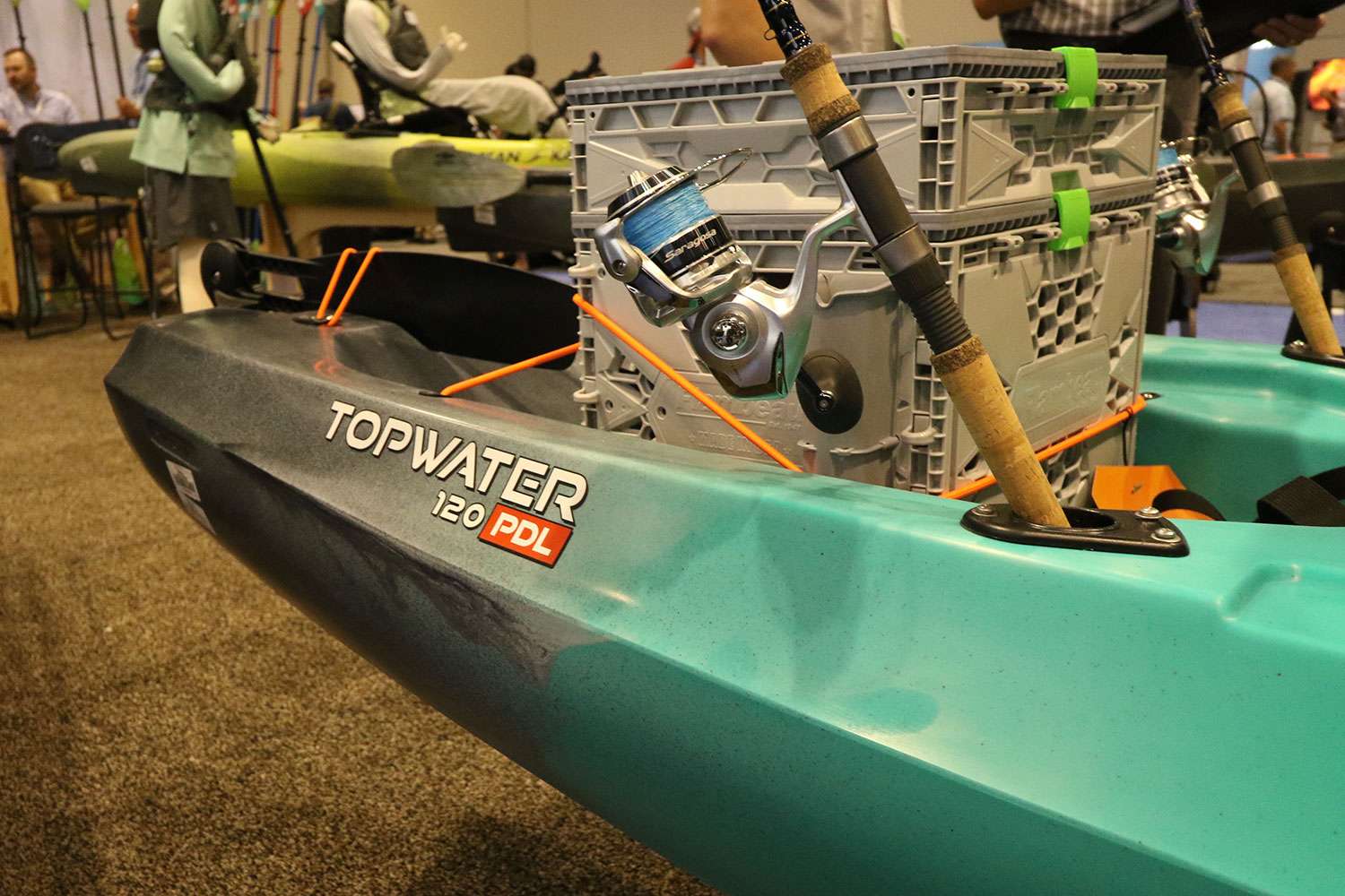 The 120 has lots of rod holders and storage space for tackle boxes and whatever else you might need.