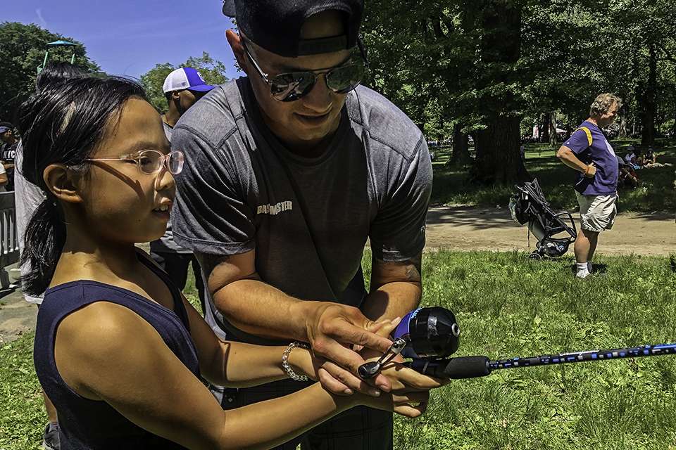 B.A.S.S. member Ray Rios of Budd Lake, N.J., helped hundreds of kids understand how a rod and reel work.