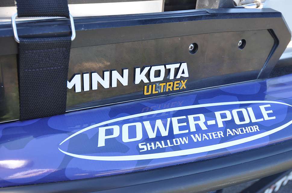 The Minn Kota Ultrex on the bow of Paquetteâs Nitro has anchor lock and other features that are advantageous for fishing offshore.