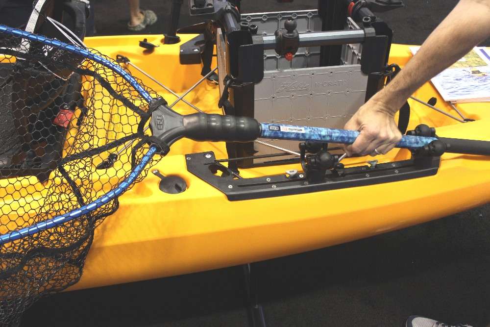 RAM's dual roller ball mount holding a net. 