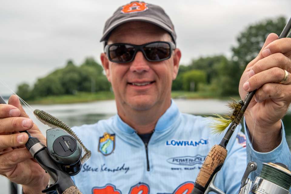 He switched to a 4.8 Keitech Swing Impact FAT Swimbait, and using a needle, threaded the line through the body and added an inline 2/0 Gamakatsu Treble Hook. For missed fish he followed up with a 1/8-ounce marabou hair jig. 
