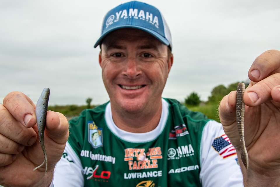 <b>Scott Canterbury (84-11; 3rd) </b><br>
Scott Canterbury mixed it up with drop shot rigs fashioned from this lineup. A 3.5-inch Berkley PowerBait MaxScent Flat Worm, Brown Back; a 2.75-inch Strike King 3X ElazTech Baby Z Too soft plastic jerkbait.
