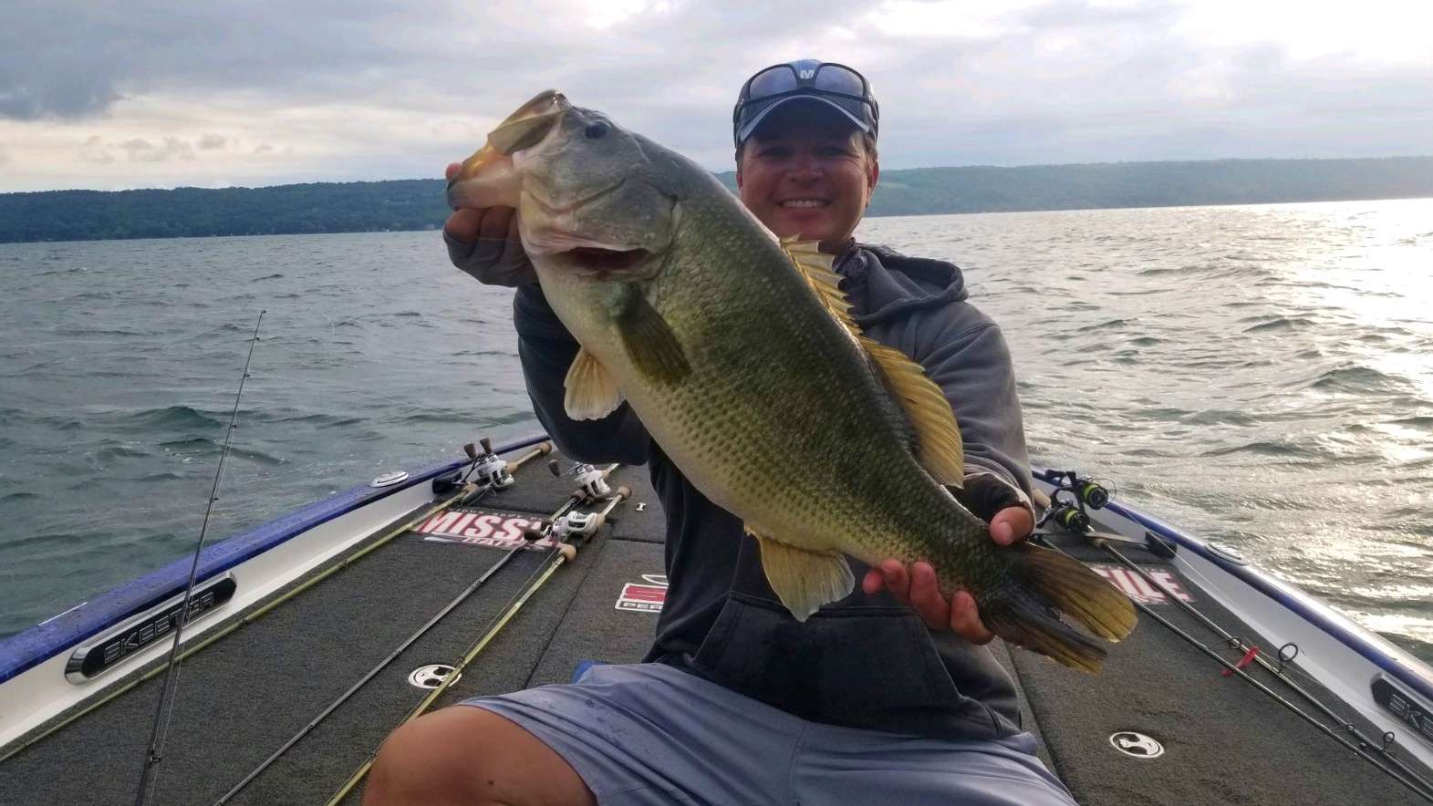 Derek Hudnall with an ABSOLUTE GIANT Largemouth ! 7 plus pounder. What a way the start the tournament.  