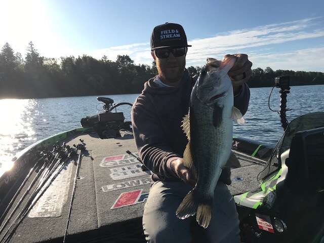 Hunter Shryock with a giant bass.