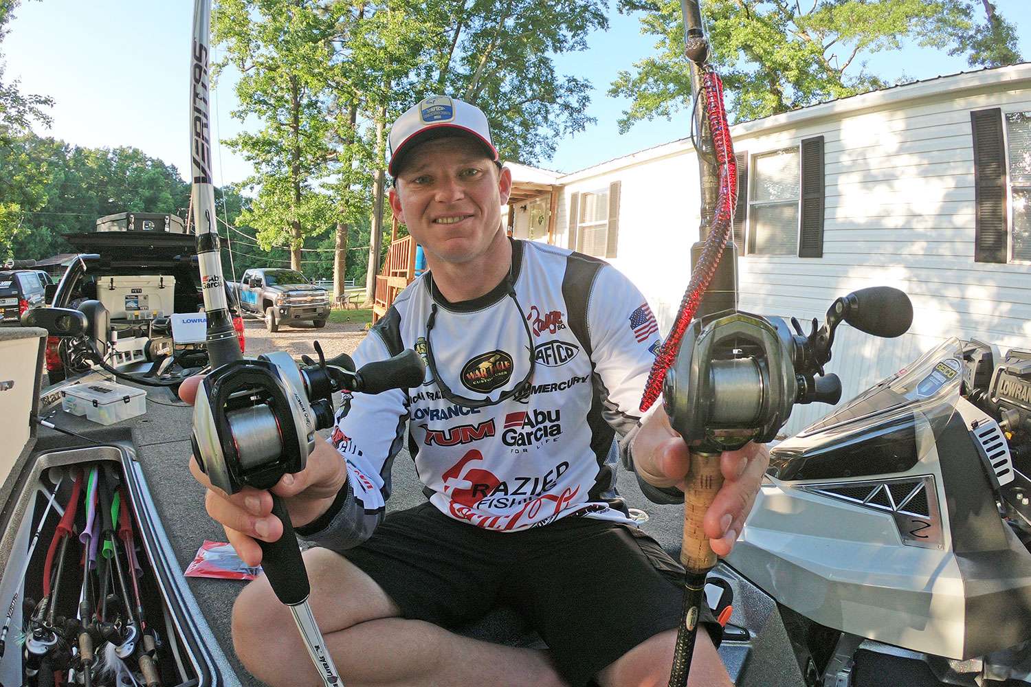 Abu Garcia rods and reels are one of his main sponsors, and that matched with Sunline keep him attached to his fish.