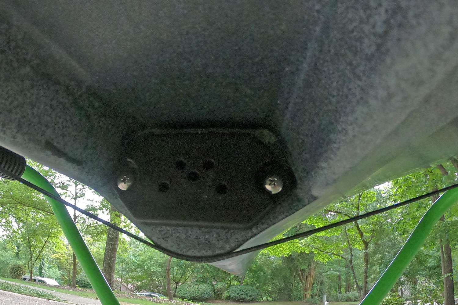 This is a universal transducer mount that is protected by the rest of the hull. Electronics are critical to boat control, mapping and understanding what's beneath, and having the right transducer will allow the angler to take full advantage of the electronics. 