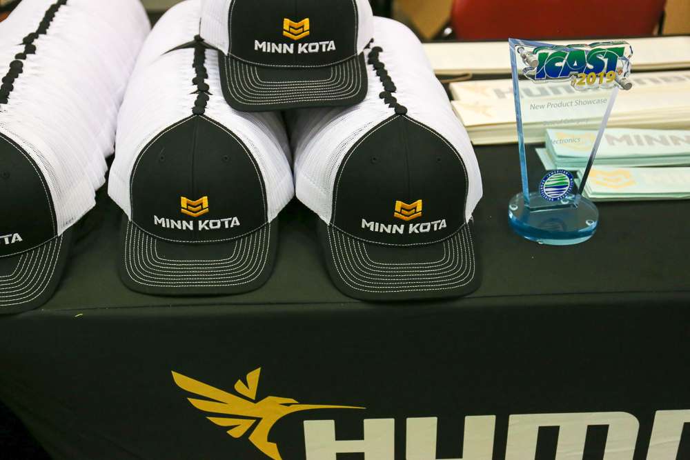 Humminbird and Minn Kota were on hand to give away hats and show off some ICAST hardware. 