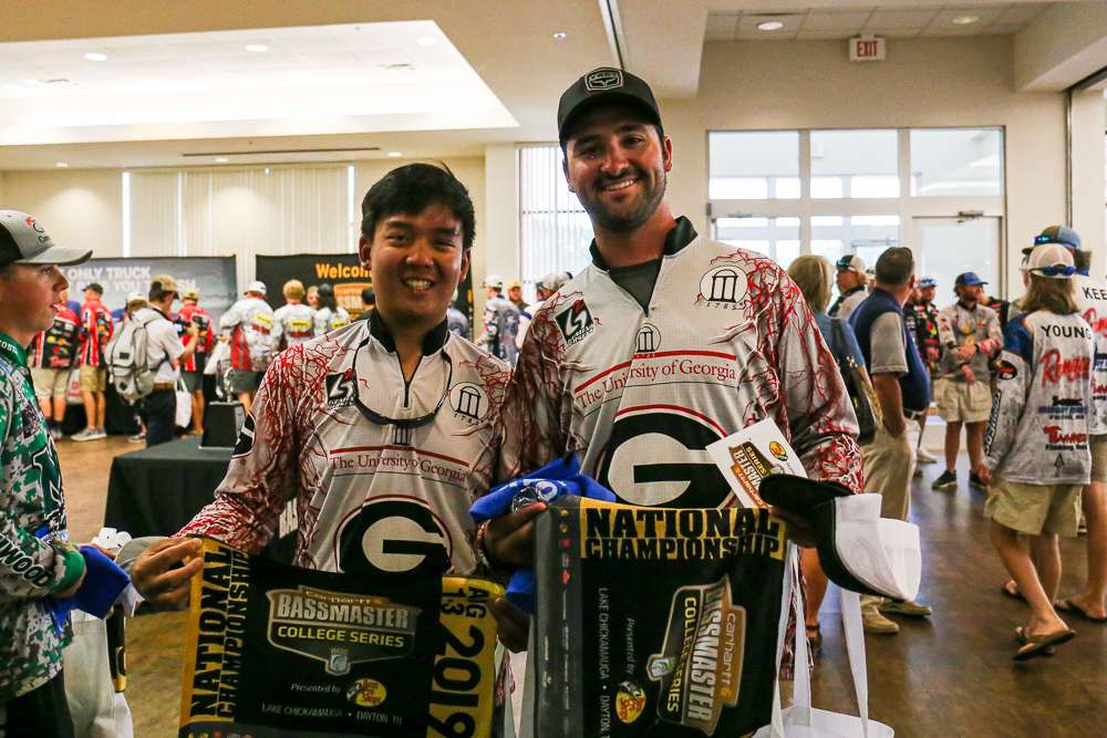 University of Georgia anglers Justin Sisavath and Nathan Ragsdale show off their loot.