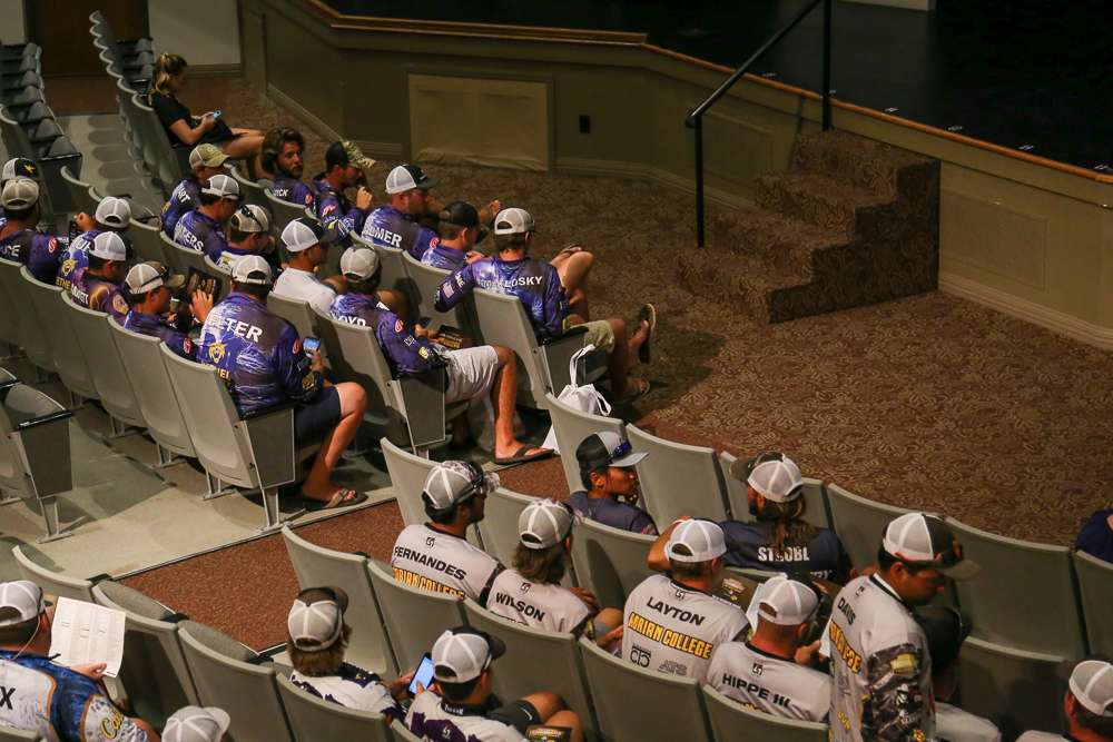After dinner, the anglers moved into the auditorium for a presentation and keynote address. 