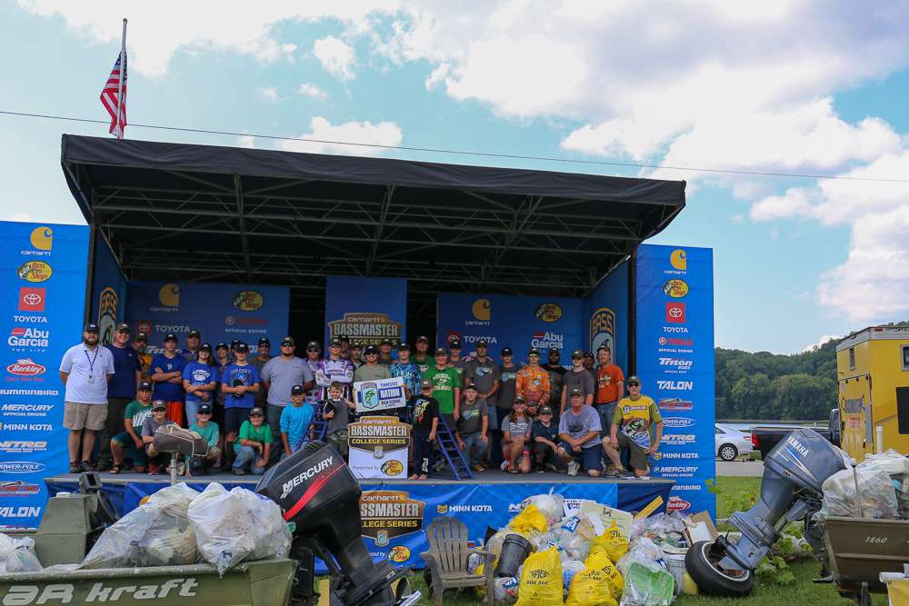 These high school anglers, parents, coaches all helped with the clean up project on Lake Chickamauga. 