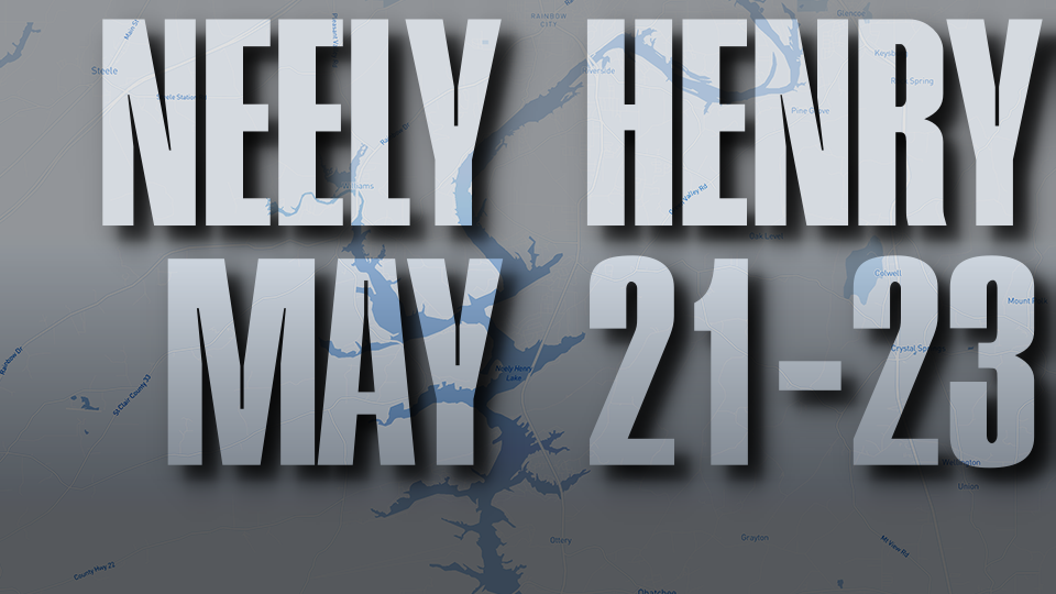 The Central Division will visit Neely Henry Lake in Gadsden, Ala., on May 21-23.