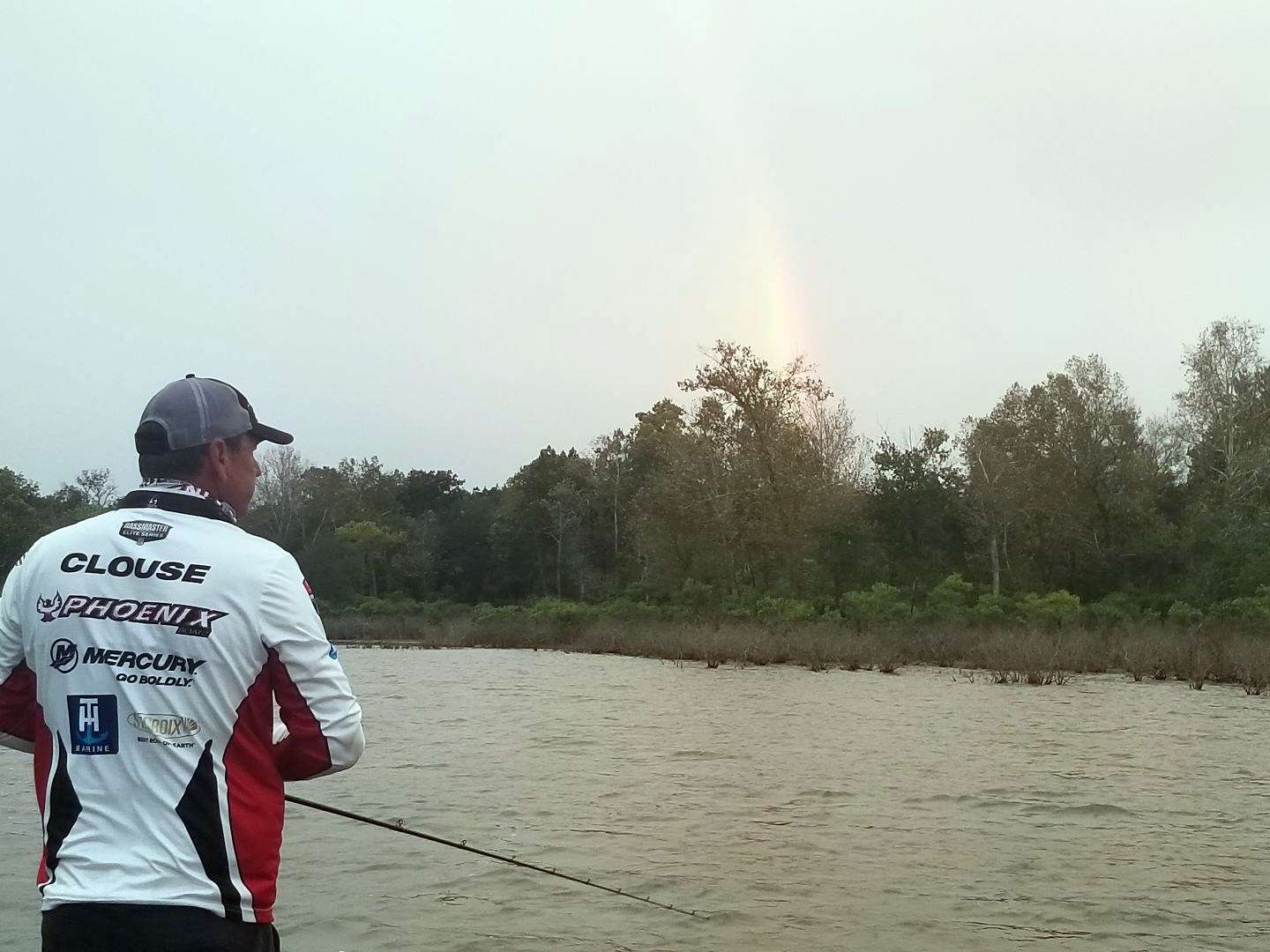 Day 2 greets Gary Clouse with a rainbow. 
