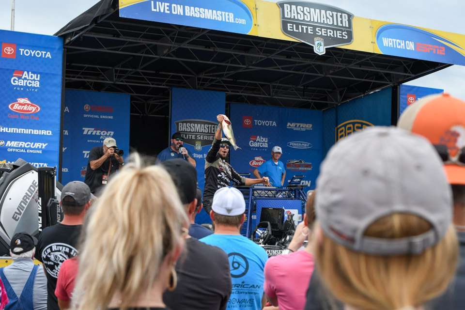 About three hours sweating it, Jocumsen landed that bass, a smallmouth that he announced on Bassmaster LIVE could very well be a $100,000 fish. âIâve waited my life to catch that fish,â he said, choking up with emotion. âI had gone three hours without a bite and I said, âIt canât go down this way. I have to finish it.â When I caught that smallmouth, the weight of the world came off my shoulders.â