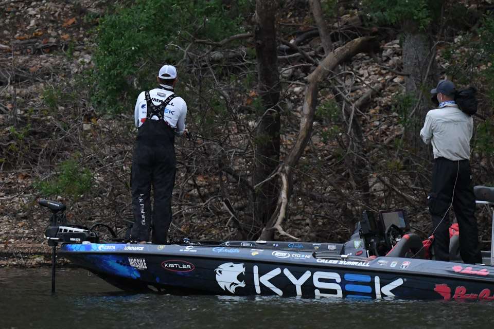 Caleb Sumrall covered lots of water during the second morning of the 2019 Cherokee Casino Tahlequah Elite Series at Lake Tenkiller. Follow along as he catches fish and works to decode the fishery.