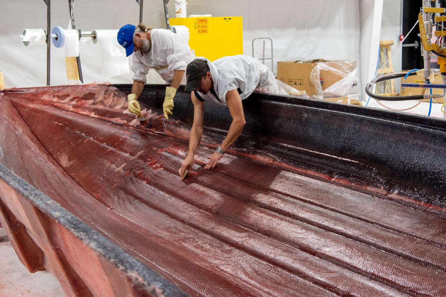 The CX 21 hull is hand-laid by artisans who have worked for Bentz on other boat brands for decades.