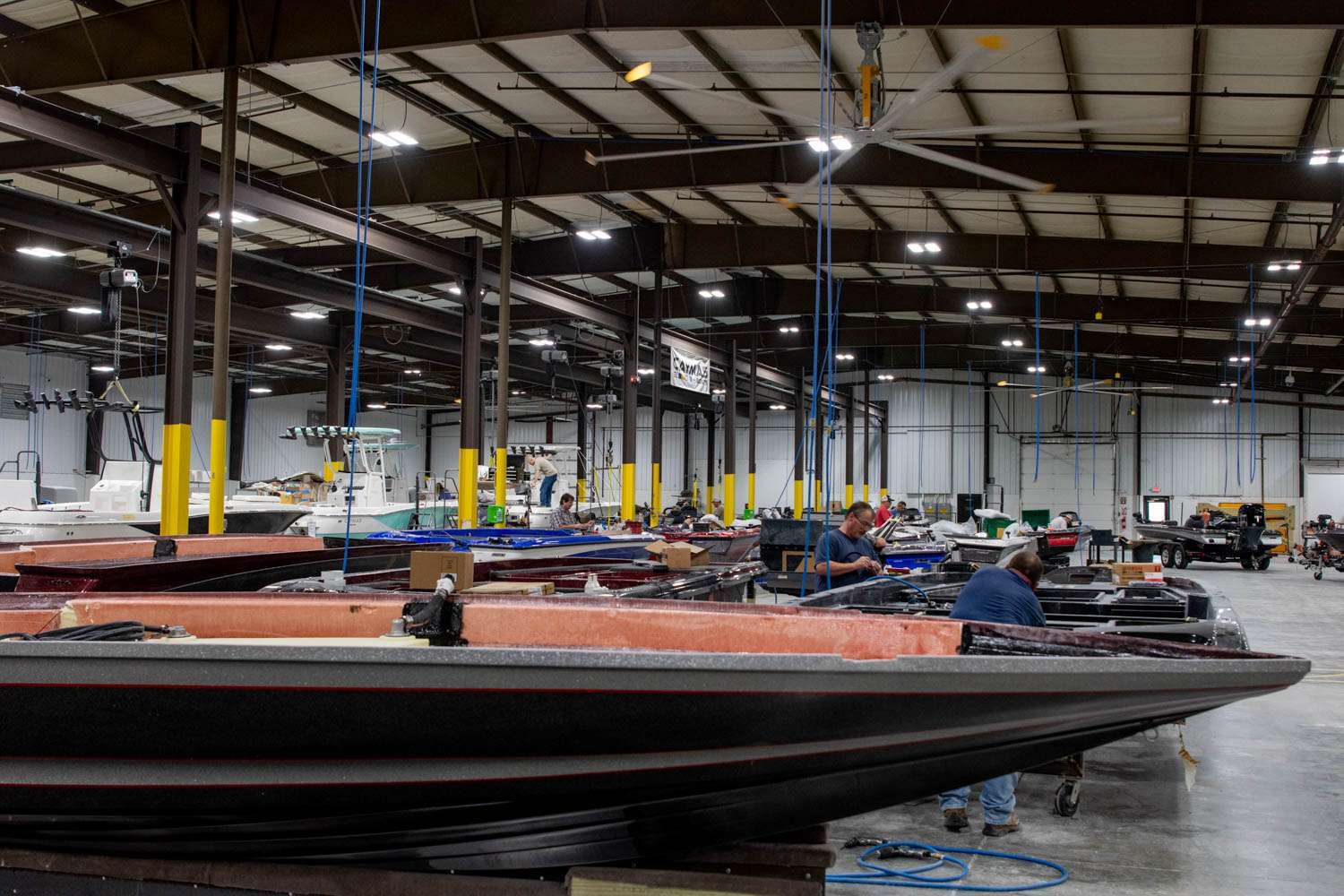 You can see the assembly process for not only the bass boats but for the Caymas saltwater boats, as well.