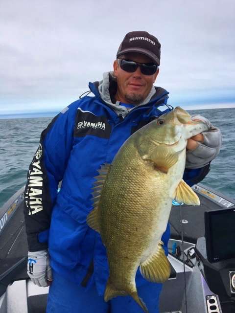 Keith Combs with fish No. 2, a 3-5 Smallie.
