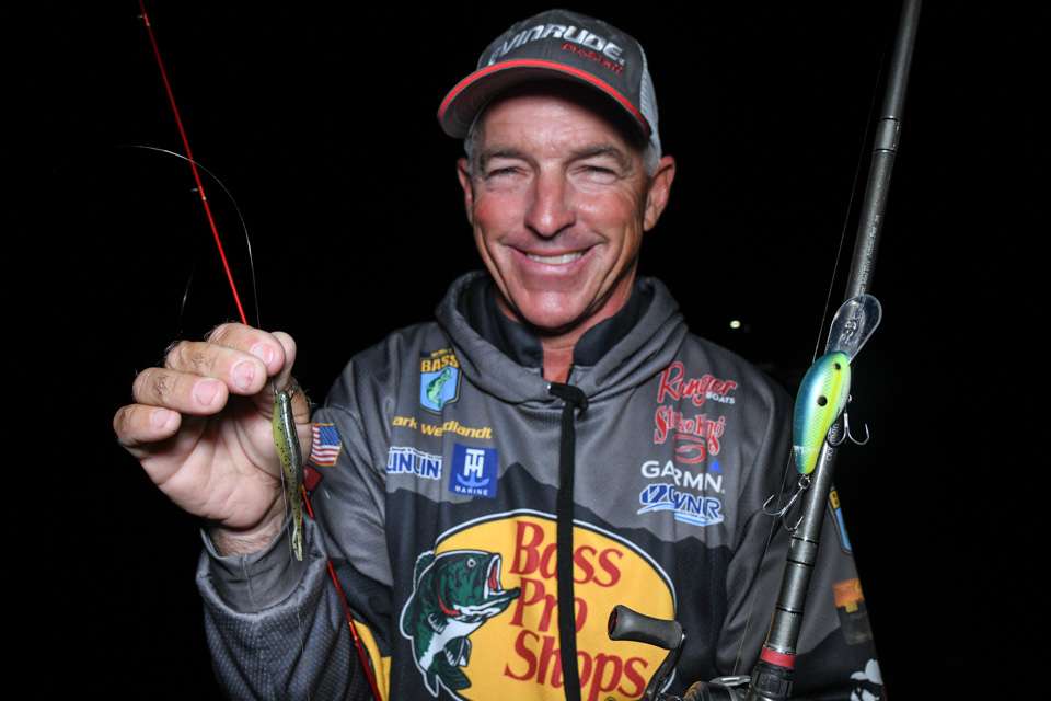 <b>Clark Wendlandt (66-10; 3rd) </b><br>
Clark Wendlandt used a Strike King Pro Model 5XD Crankbait. He also used a 2.75-inch Strike King 3X ElazTech Baby Z Too Soft Jerkbait, on No. 1 Owner Mosquito Hook and 1/2-ounce Strike King Tour Grade Tungsten Weight. 
