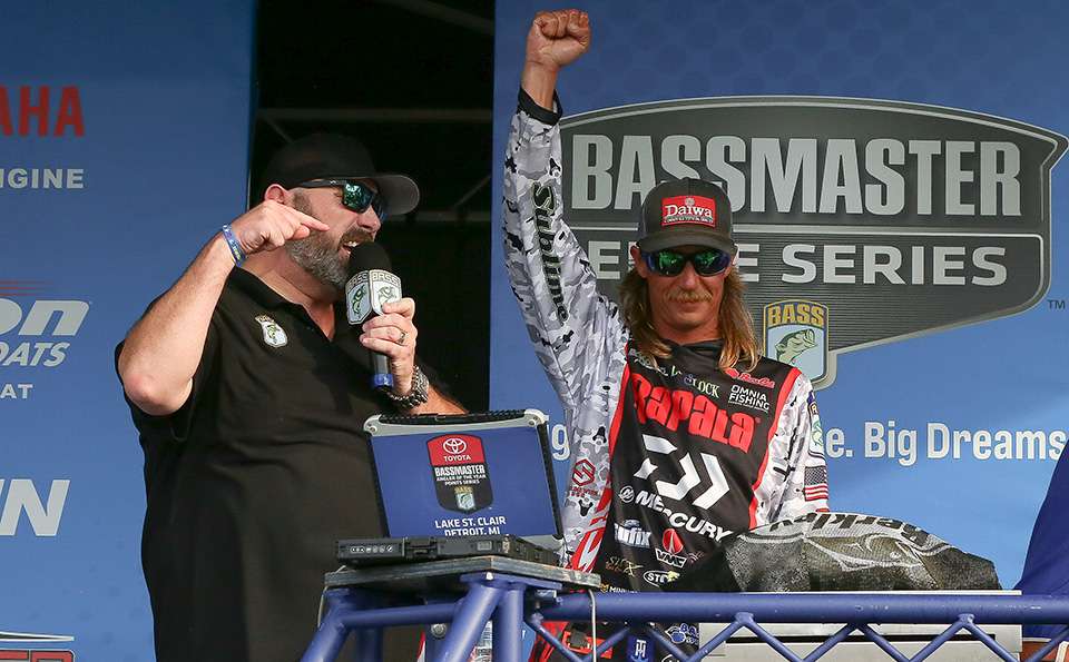 Seth Feider secures the tournament win at the 2019 Toyota Bassmaster Angler of the Year event.