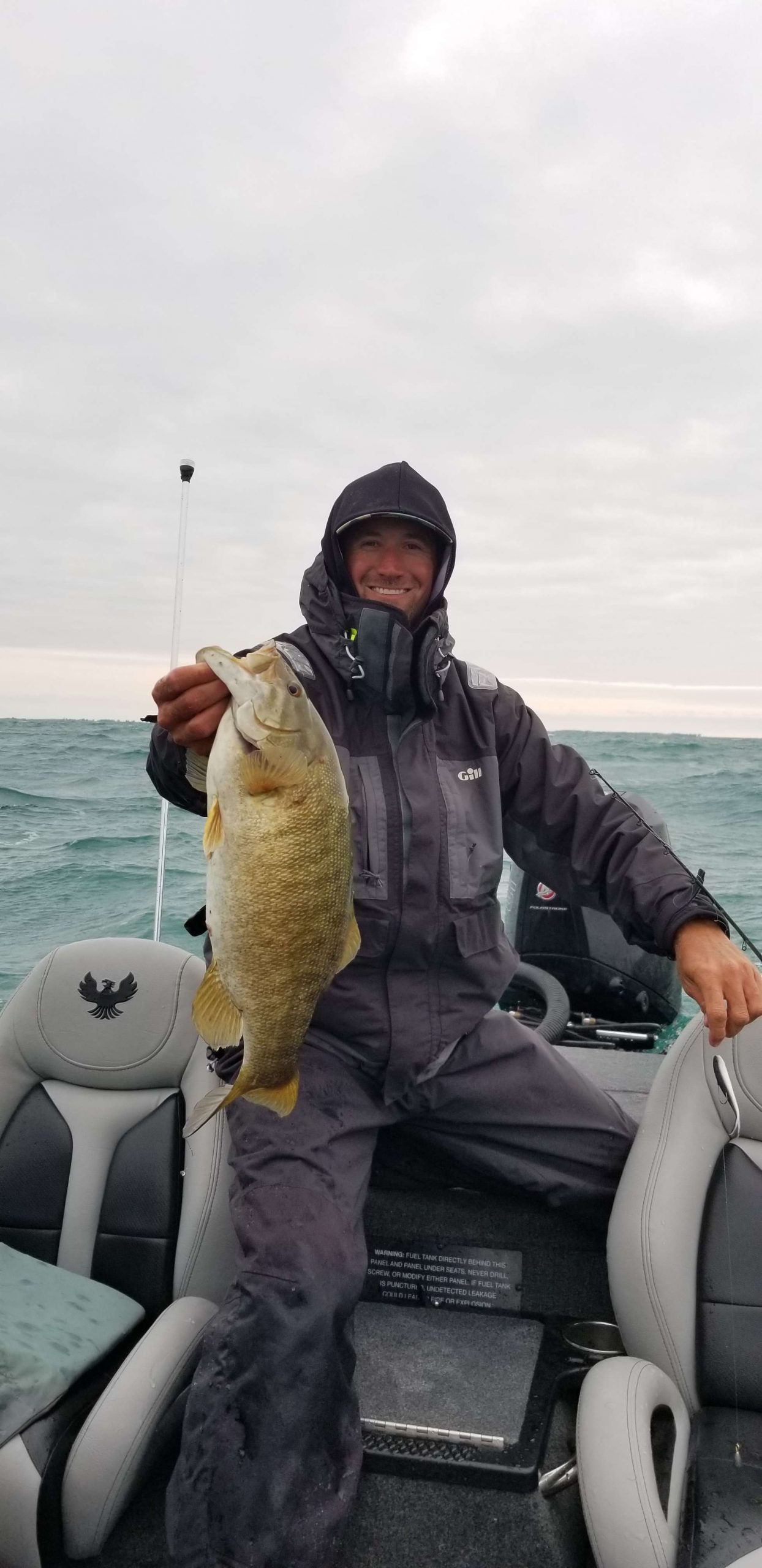 Three in the boat for Luke Palmer. It's football season on Lake St. Clair.
