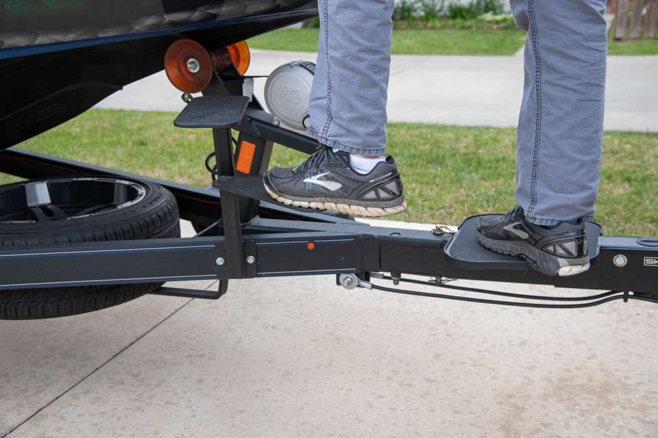 When the Skeeter is trailered, these steps make it easy to get in and out of the boat.