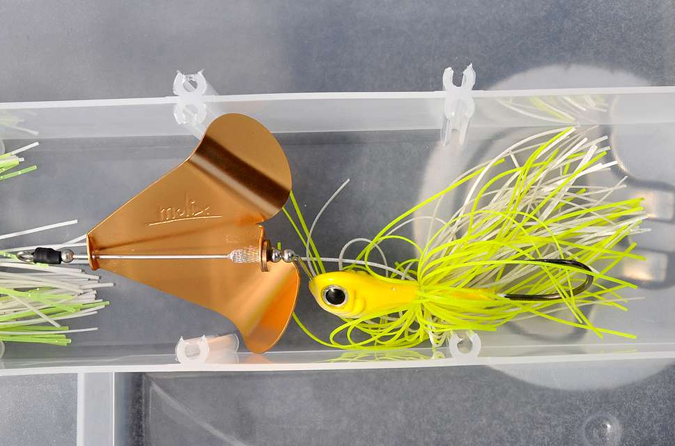 The Molix SS Super Squeaky Buzzbait finds a spot next to the spinnerbaits in Jocumsenâs tacklebox.