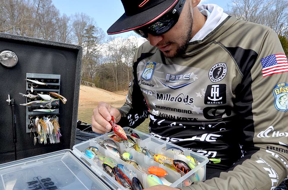 Jocumsen snatches a crankbait box from his locker and selects one for the beginnerâs tacklebox.