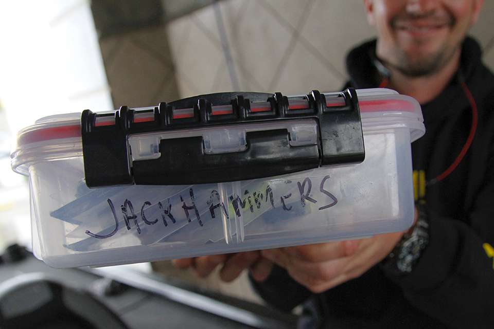 His Z-Man Jackhammer Chatterbait box is one of his favorites.
