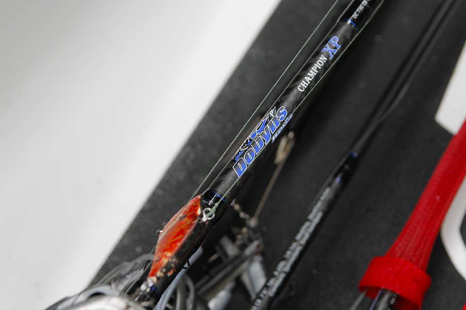 He uses different models of Dobyns rods. He had a lipless rigged up on this Dobyns Champion 736 CB rod.