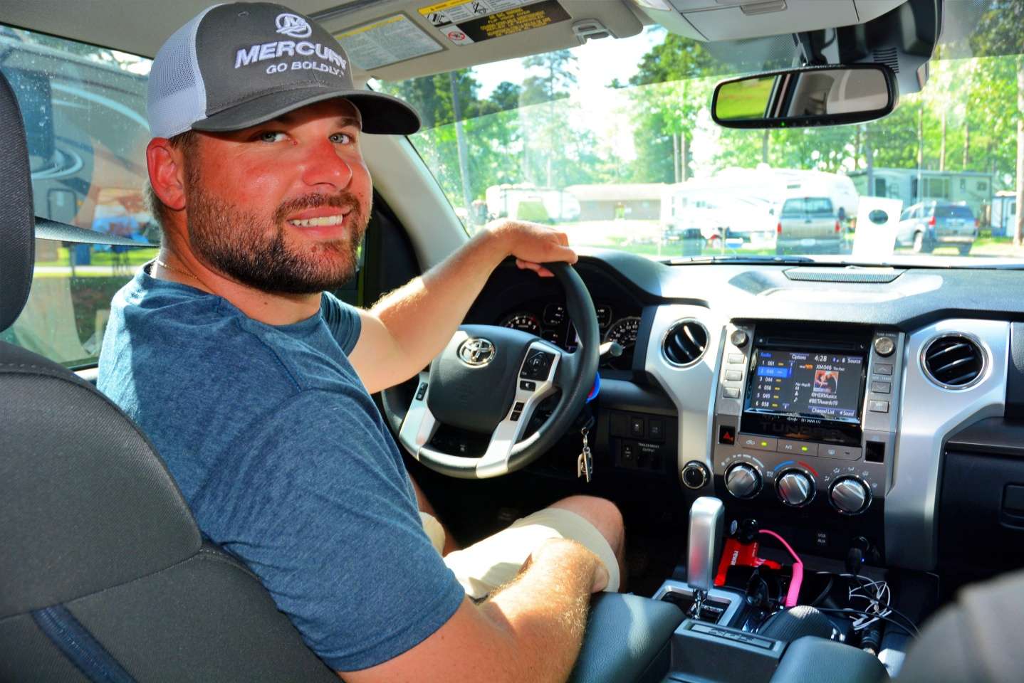 B.A.S.S. Elite Series pro Brock Mosley prefers the technology found in Toyotaâs. He uses the safe in the console to store personal items. He also likes to jam out to the XM Radio, listening to all genres of music, from country to rap. It helps keep him awake and entertained on the road.