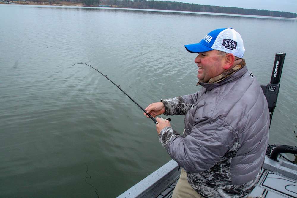 <b>9:52 a.m.</b> Lowen gets a hard strike off the point on the Vision 110. The fish surges for open water, then rolls on top â itâs a giant! Carefully, patiently, Lowen lets the fish play itself out, keeping a long length of line between his boat and the lunker. âThis fish is really strong, and I canât risk putting too much pressure on it âcause I donât know how well itâs hooked.â
