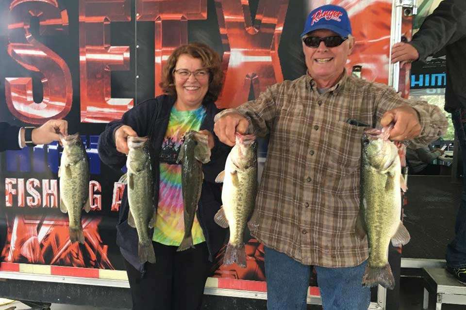 Dean and Debbie Perkins show off their fish.
