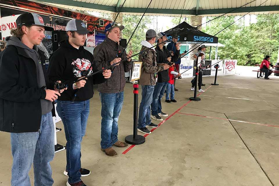 While the fishing tournament took place on a cold and windy Sam Rayburn, Combs held his 4th Annual Kids Casting Contest at Umphrey Pavilion. 