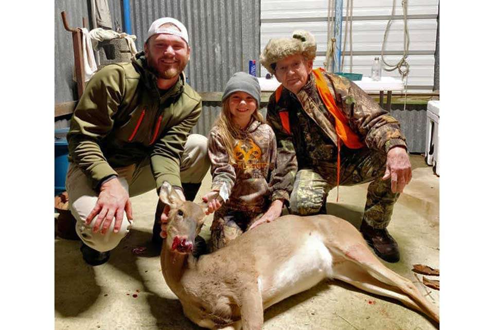The hunt was also family affair for Caleb Sumrall after his daughter harvested a doe. âSo many memories right here in this olâ skinninâ shed! All thanks to this man right here! Thank you Paw Paw for helping me pass this tradition down to the 4th generation!!â
