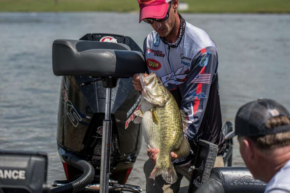 <b>Lake Fork </b><br>
It was a scene of personal bests that played out all week on Lake Fork at Toyota Bassmaster Texas Fest benefiting Texas Parks & Wildlife Department. Brandon Cobb added more personal bests than he could have imagined during the May contest. Those included a personal best largemouth weighing 11 pounds, and joining the Bassmaster Century Club with a winning weight of 114 pounds.
