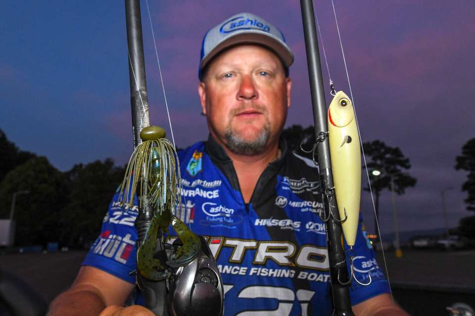 He also used a 3/4-ounce custom football jig with a green pumpkin 3.75-inch Riot Baits R Craw trailer. The difference-maker was a bone-colored walking bait he used on Championship Monday to catch 20 pounds in the first 45 minutes of fishing. His winning weight was 79 pounds, 10 ounces. 
