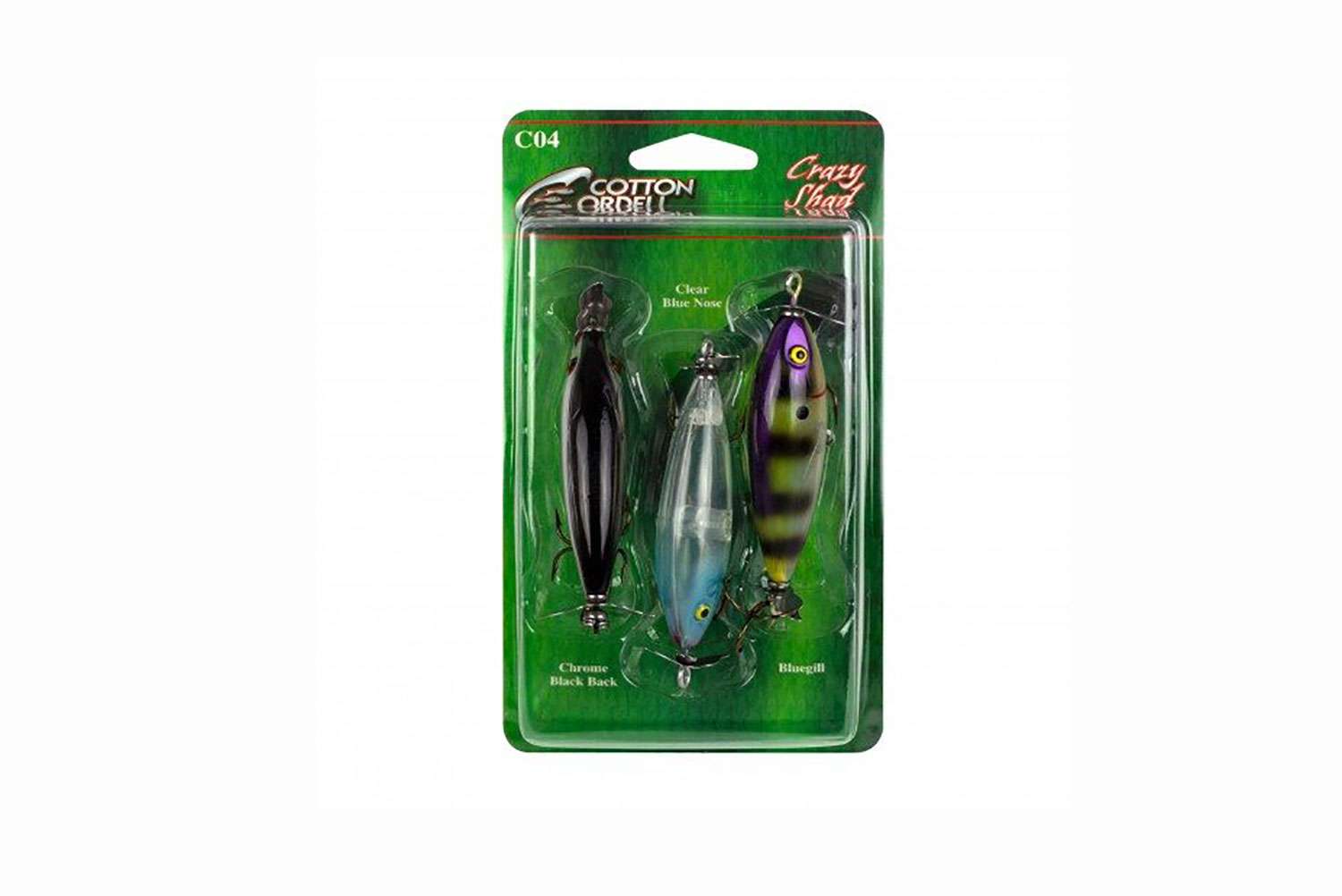 <p><b>Cotton Cordell Crazy Shad Kit</b></p>
The Crazy Shad is a legendary topwater from Cotton Cordell that was recently resurrected due to incredible demand from anglers. This small prop bait boasts a quick darting slide across the surface that drives bass mad, and comes in several patterns exclusive to Cotton Cordell. This kit contains three of the top selling options in the Crazy Shad to ensure anglers have all the options they need for any topwater situation they might encounter.<br>
<p><b>MSRP: $13.49</b></p>
<a href=
