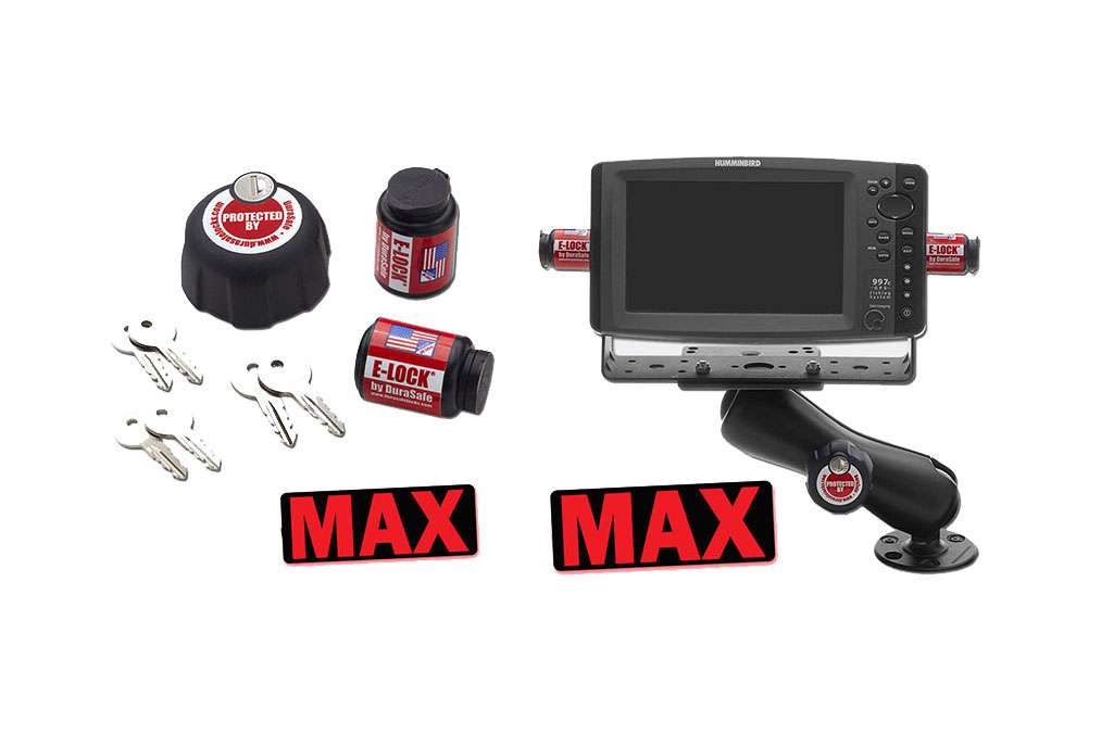 <p><b>E-Lock Max/Swivel Combo + Bow Mount Lock</b></p>
Keep your electronics and motors safe and your sanity in check.
Mounting and detaching trolling motors can take time away from being out on the water and investments are made for electronics and accessories that make the most of your time on the water.  The E-Lock Max/Swivel Combos include two E-Locks and a Swivel Mount Lock. The E-Locks universal design allows it to fit most popular GPS, fish finder, chart plotter and VHF brands. Itâs simple, compact and easy to install. </p>

<p>DuraSafe offers several different Bow Mount Locks for various brands and models of motors on the market. The Bow Mount Lock is a unique locking knob that fits most MotorGuide and Minn Kota bow mount motors. The lock allows you to make height adjustments as you normally would but with the turn of a key the mount is locked securing the motor. It protects your motor when unattended and allows you to remove and reinstall the motor for storage and repairs easily without special tools.<br>
<p><b>MSRP: $124.90</b></p>
<a href=