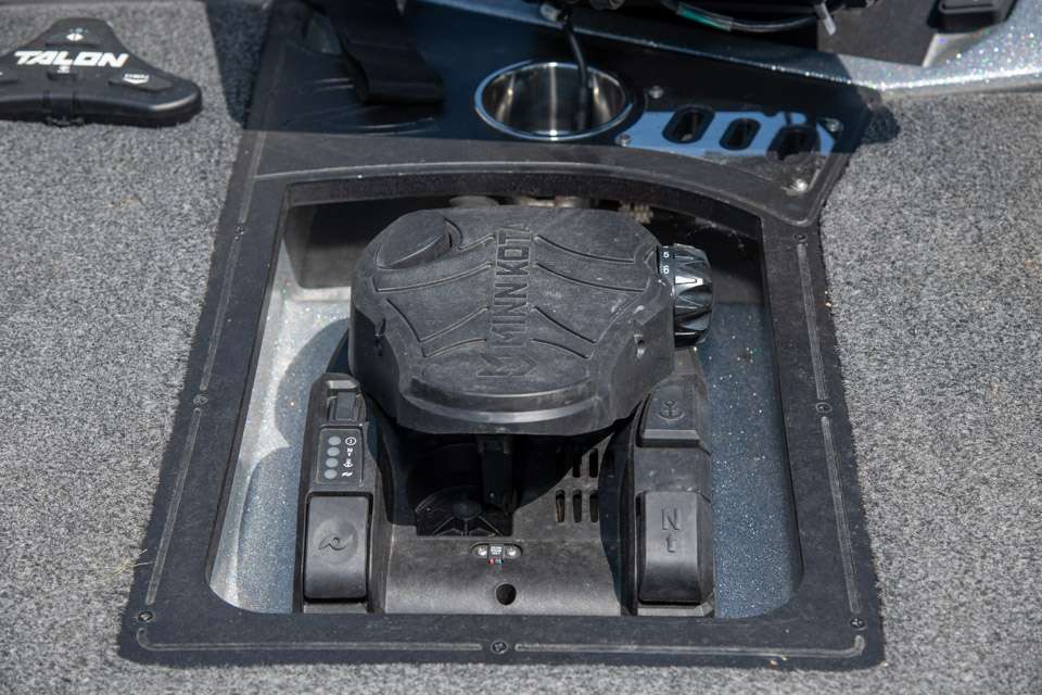 His trolling motor pedal is recessed into the deck to reduce fatigue while heâs fishing. Of course, he can quickly initiate Spot Lock with the tap of his foot.