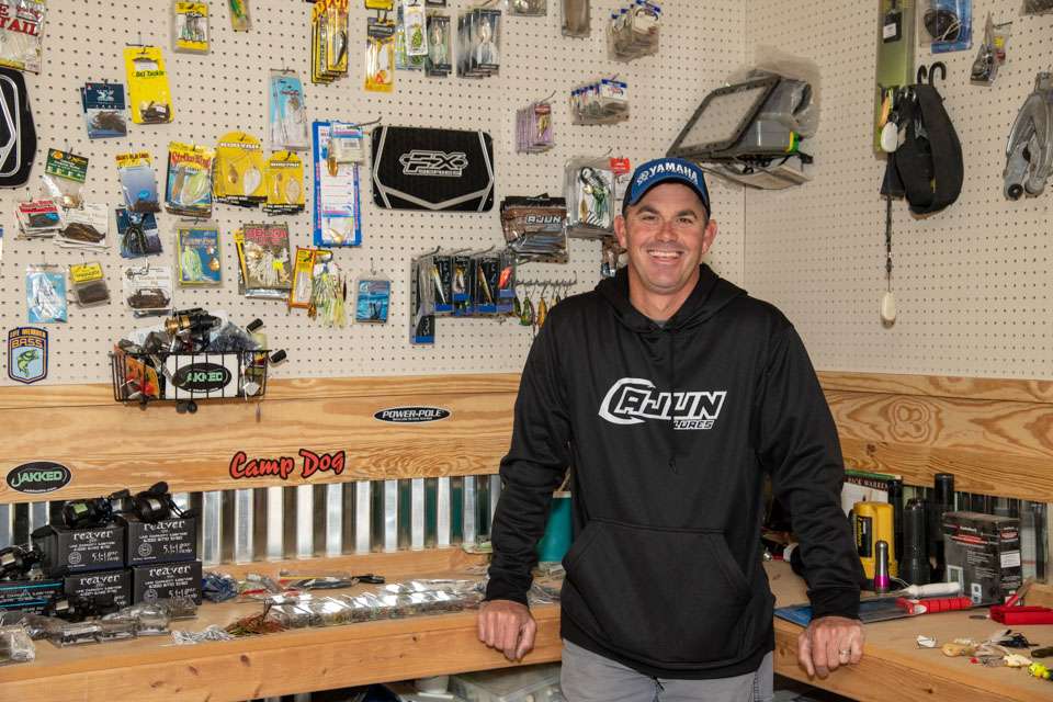 Carriere spends a lot of time in his man cave, working on tackle and prepping for Elite Series tournaments.
