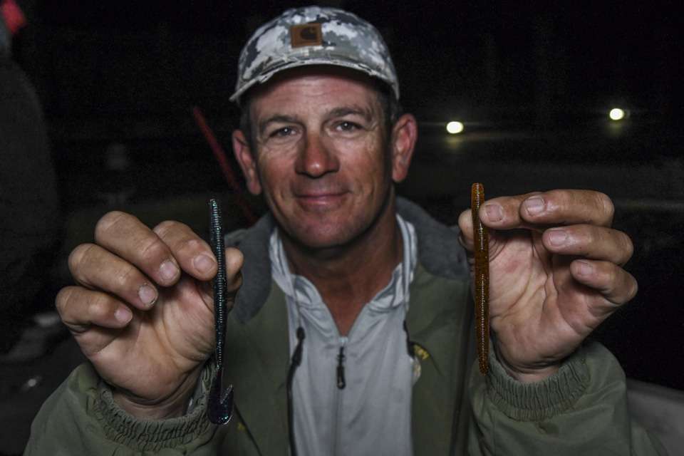 <b>Greg Alexander - 3rd place</b><br>
A 5-inch Yamamoto Senko, rigged weightless with Owner Wide Gap Worm Hook, produced during the morning for Greg Alexander. Later on, he used a Zoom Speed Worm with 3/0 Gamakatsu EWG hook and 1/4-ounce weight. 

