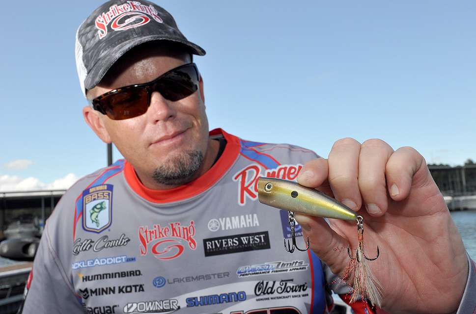 Another topwater bait, Strike Kingâs 3/8-ounce Splash popper, is another essential player.
	âSometimes the Sexy Dawg can be overpowering,â Combs said. âThe Splash is especially good when itâs calm.â

