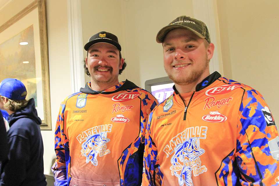 The defending champions from the 2018 College Bass event at Toledo Bend are in attendance, Connor Choate (right) and Hunter DeSplinter of Wisconsin-Platteville.
